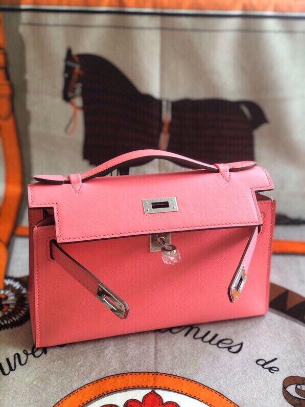 에르메스 미니 켈리백22 립스틱 핑크 은장 스위프트